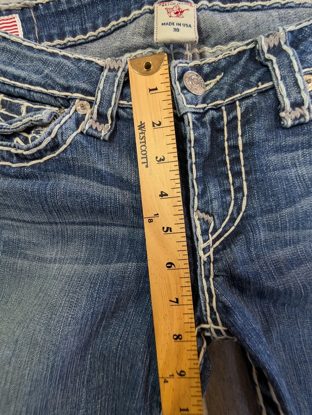 True Religion Billy Super T Jeans Women's 30 Blue Embroidered - Picture 5 of 14